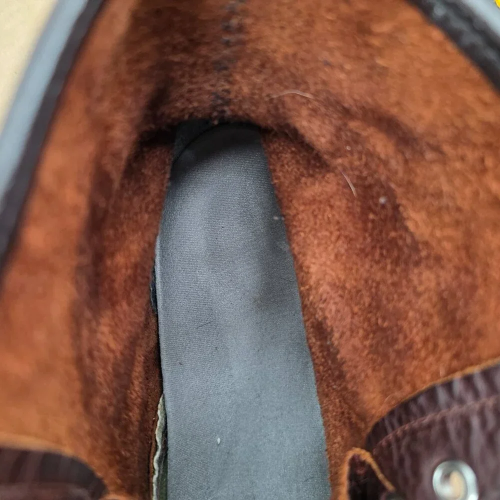 VTG Oiled Leather Dr Martens Made In England Boots  Brown Men's Sz 10  8 Eyelets - Picture 10 of 16